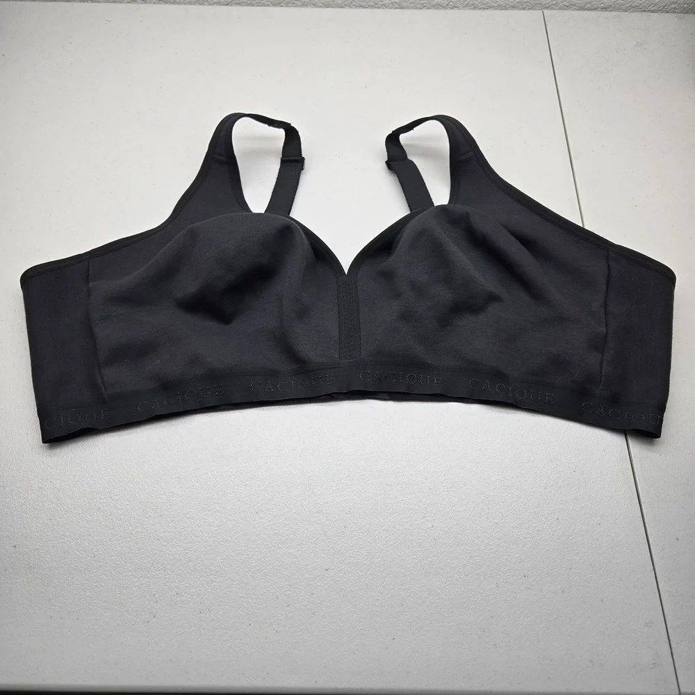 Cacique Women Bra 54D Black T Shirt Wireless Strap Adjustable